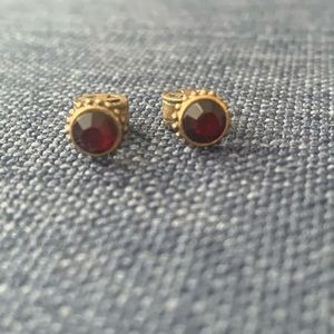Lucky Brand Garnet and Gold Studs